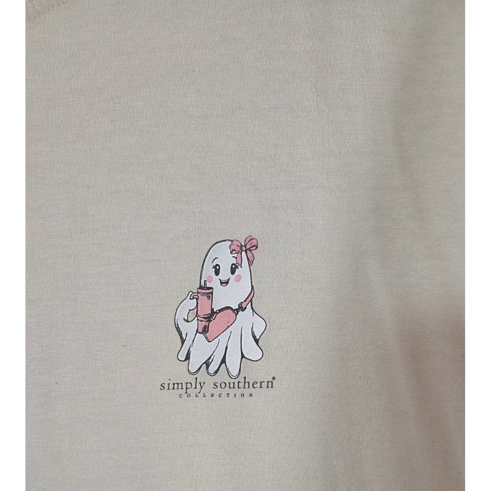 Simply Southern HEY BOO Ghost Halloween Fall Long Sleeve Tan Shirt 2XL - Picture 4 of 11